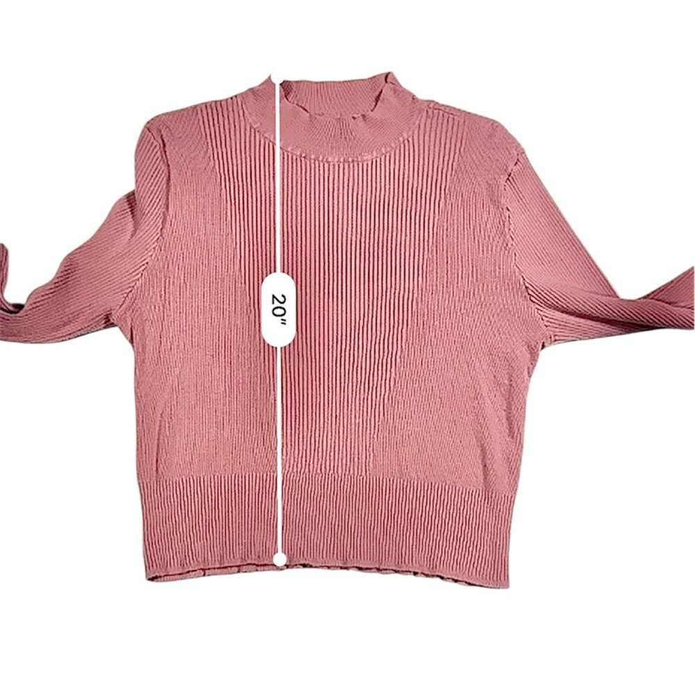 Soho New York & Company Jeans Pink Ribbed Mock Neck Sweater Pullover – Size L - Picture 10 of 14